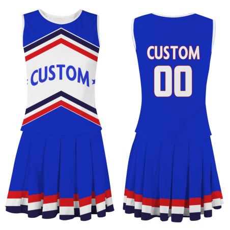 Custom Royal Blue White-Red Stylish Designs Cheerleader Apparel