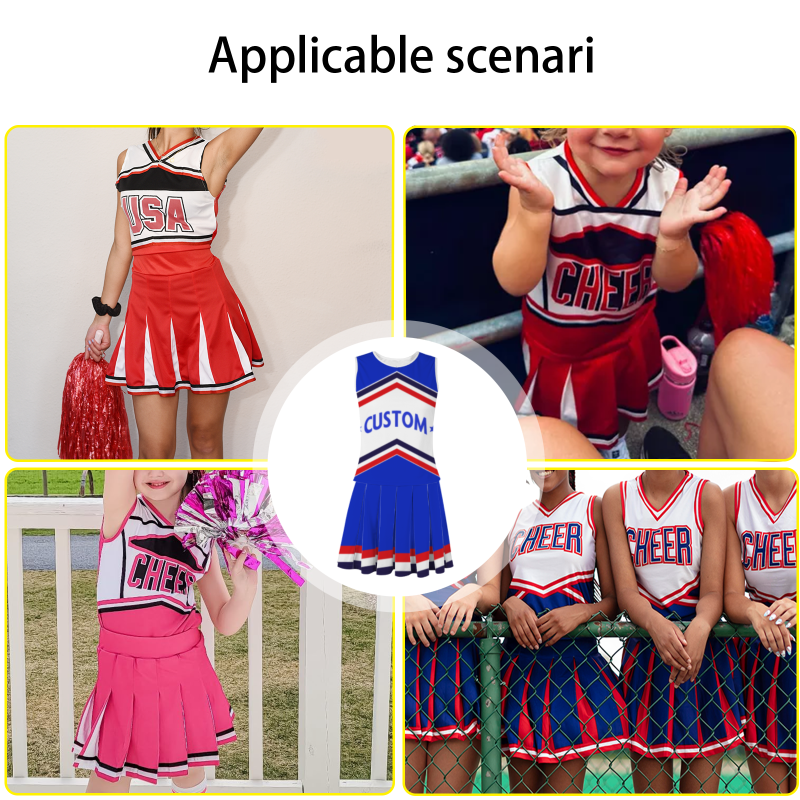 Custom Royal Blue White-Red Stylish Designs Cheerleader Apparel