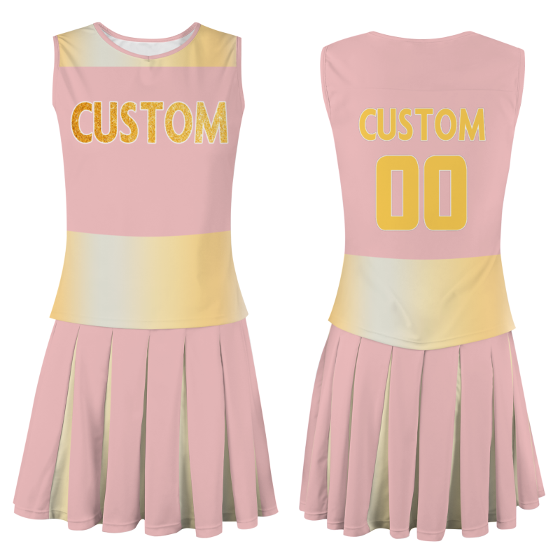 Custom Light Pink Gold Powder-White Stylish Designs Cheerleader Apparel
