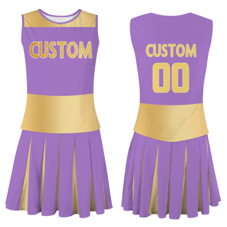 Custom Light Purple Gold Powder-White Stylish Designs Cheerleader Apparel