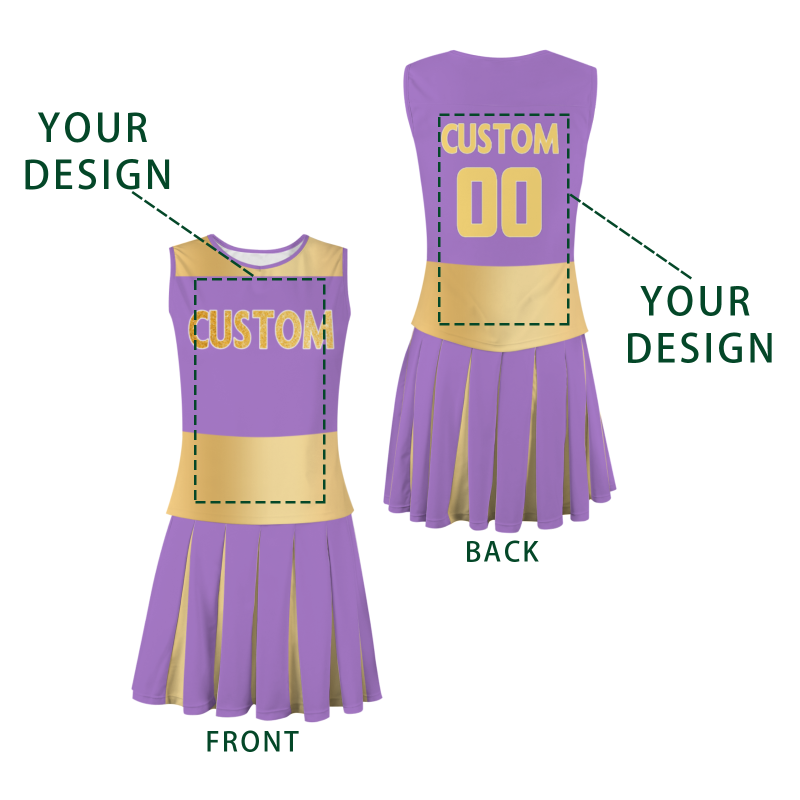 Custom Light Purple Gold Powder-White Stylish Designs Cheerleader Apparel