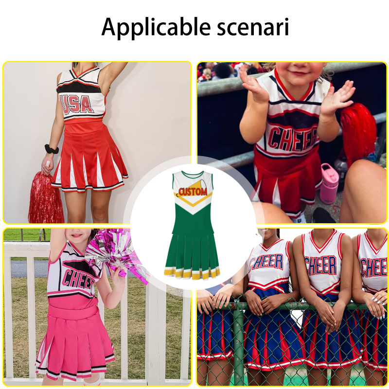 Custom Oliver Green Red-Black Stylish Designs Cheerleader Apparel