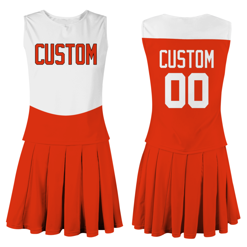 Custom Red Orange White Unique Styles High Performance Cheer Uniforms