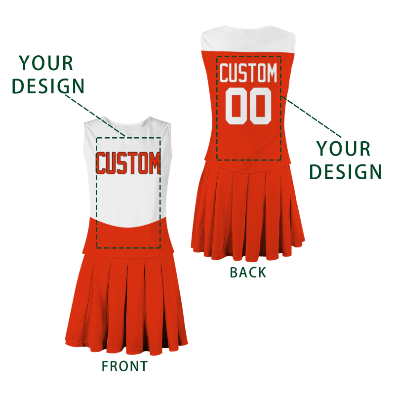 Custom Red Orange White Unique Styles High Performance Cheer Uniforms