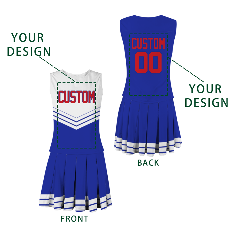 Custom Royal Blue Red Unique Styles High Performance Cheer Uniforms
