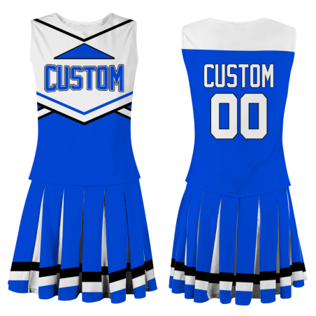 Custom Royal Blue White-Black Unique Styles High Performance Cheer Uniforms