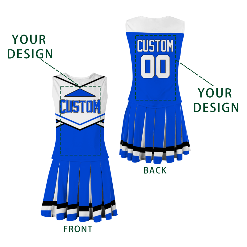 Custom Royal Blue White-Black Unique Styles High Performance Cheer Uniforms