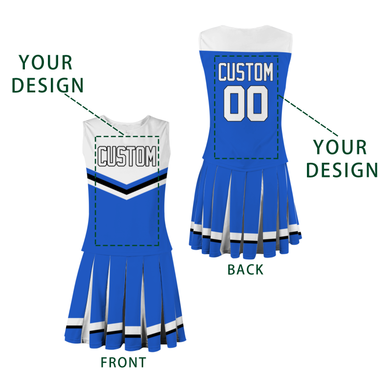 Custom Navy Blue White-Black Unique Styles High Performance Cheer Uniforms