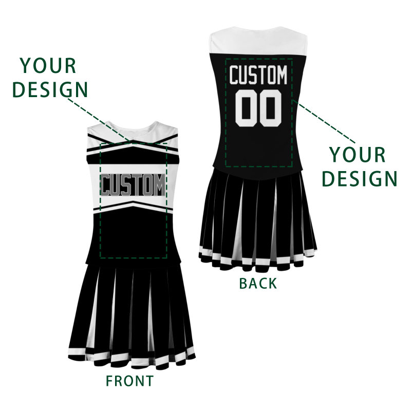 Custom Black Gray-White Unique Styles High Performance Cheer Uniforms