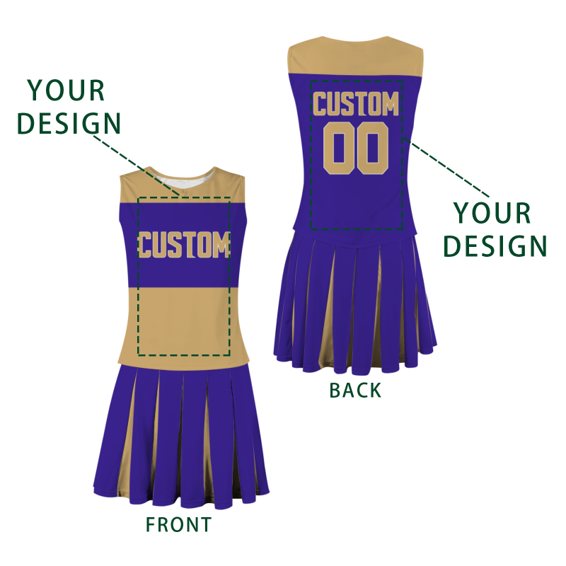 Custom Purple Gold-White Unique Styles High Performance Cheer Uniforms