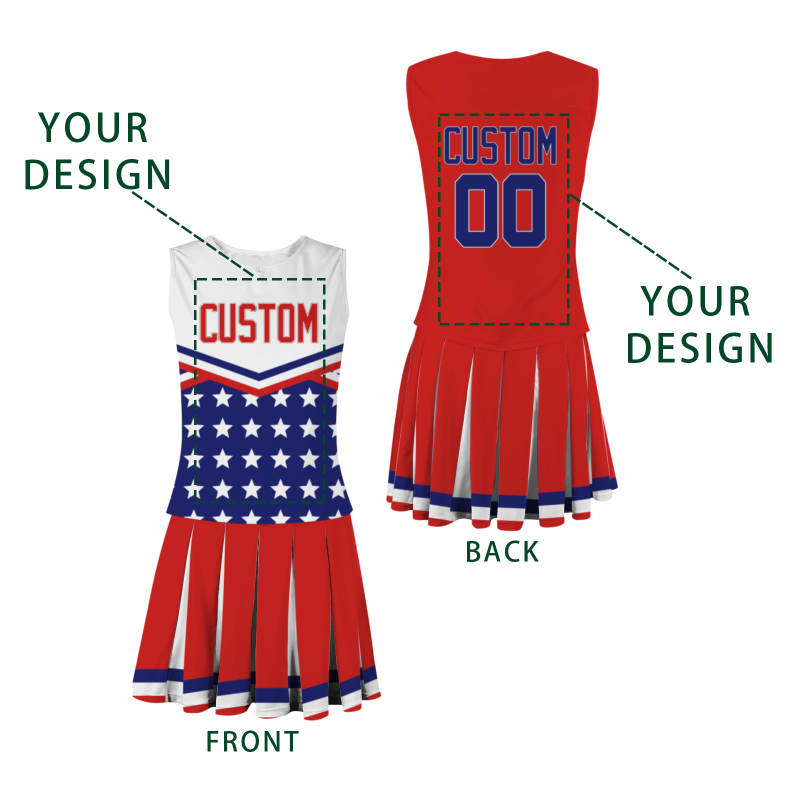 Custom Red Blue-White Unique Styles High Performance Cheer Uniforms