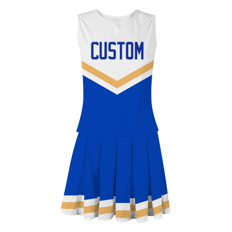 Custom Navy Blue White Unique Styles High Performance Cheer Uniforms