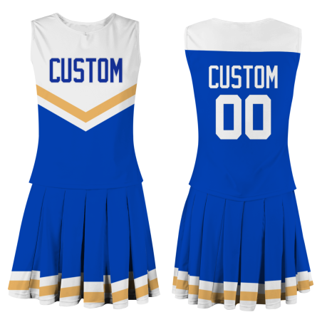 Custom Navy Blue White Unique Styles High Performance Cheer Uniforms