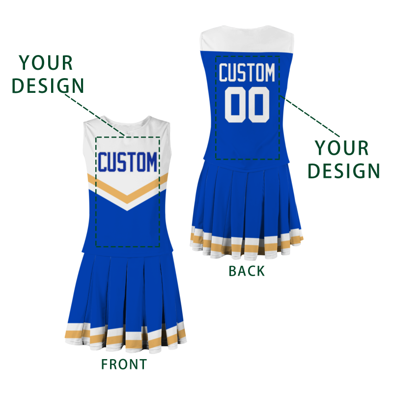 Custom Navy Blue White Unique Styles High Performance Cheer Uniforms