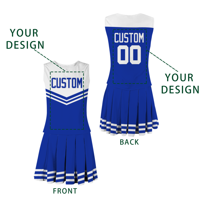 Custom Royal Blue Royal Blue-White Unique Styles High Performance Cheer Uniforms