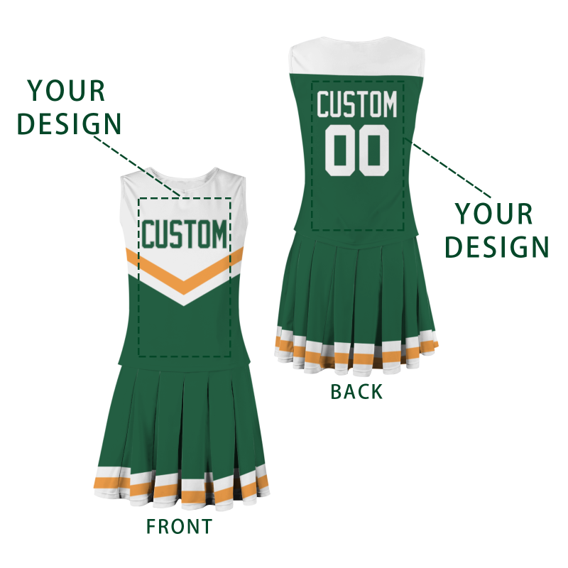 Custom Pine Green White Unique Styles High Performance Cheer Uniforms