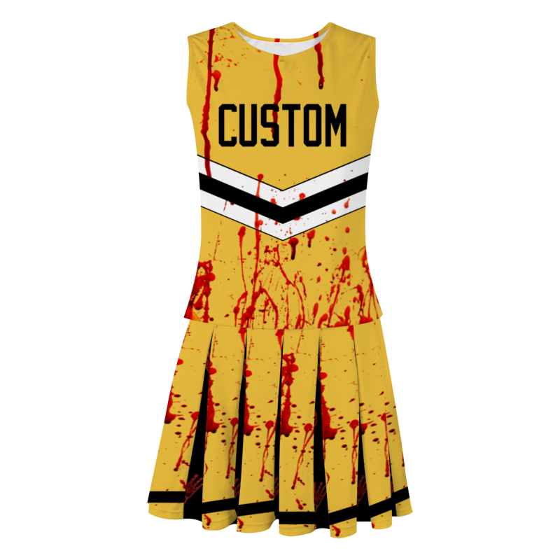 Custom Yellow Black Halloween Styles High Performance Cheer Uniforms