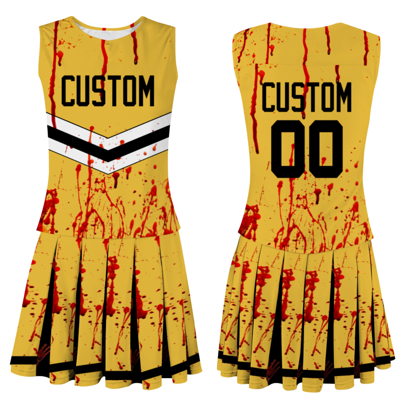 Custom Yellow Black Halloween Styles High Performance Cheer Uniforms