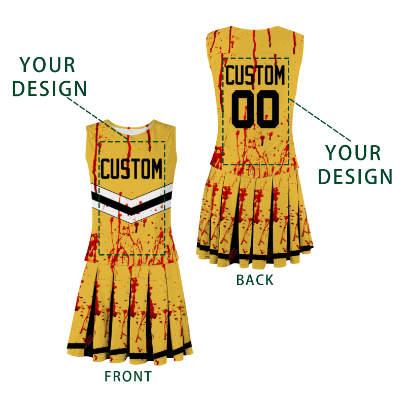 Custom Yellow Black Halloween Styles High Performance Cheer Uniforms