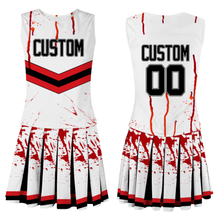 Custom White Black-White Halloween Styles High Performance Cheer Uniforms