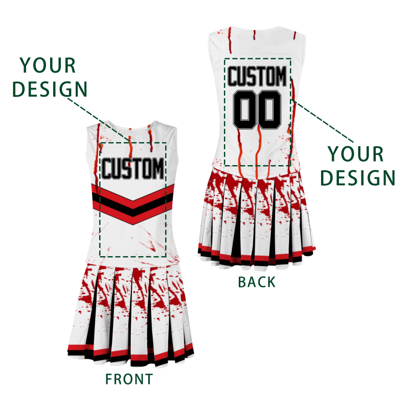 Custom White Black-White Halloween Styles High Performance Cheer Uniforms