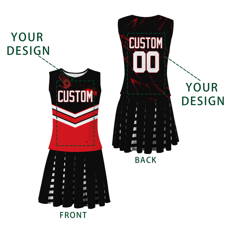 Custom Black White-Red Halloween Styles High Performance Cheer Uniforms