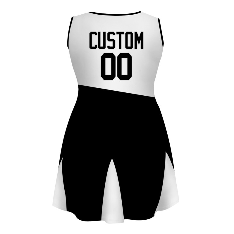 Custom Black White Stylish One-Piece Cheerleading Uniform
