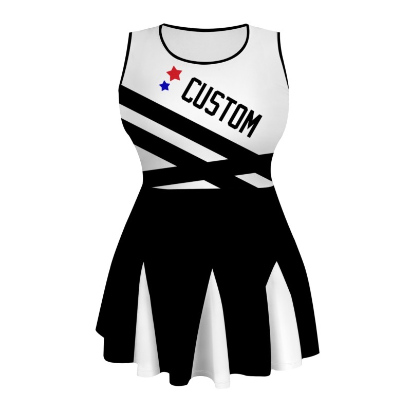 Custom Black White Stylish One-Piece Cheerleading Uniform