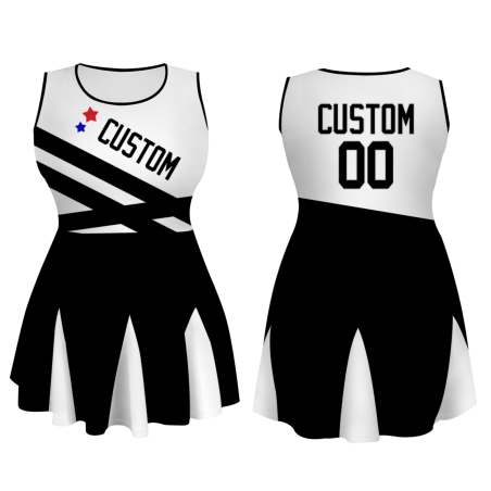 Custom Black White Stylish One-Piece Cheerleading Uniform