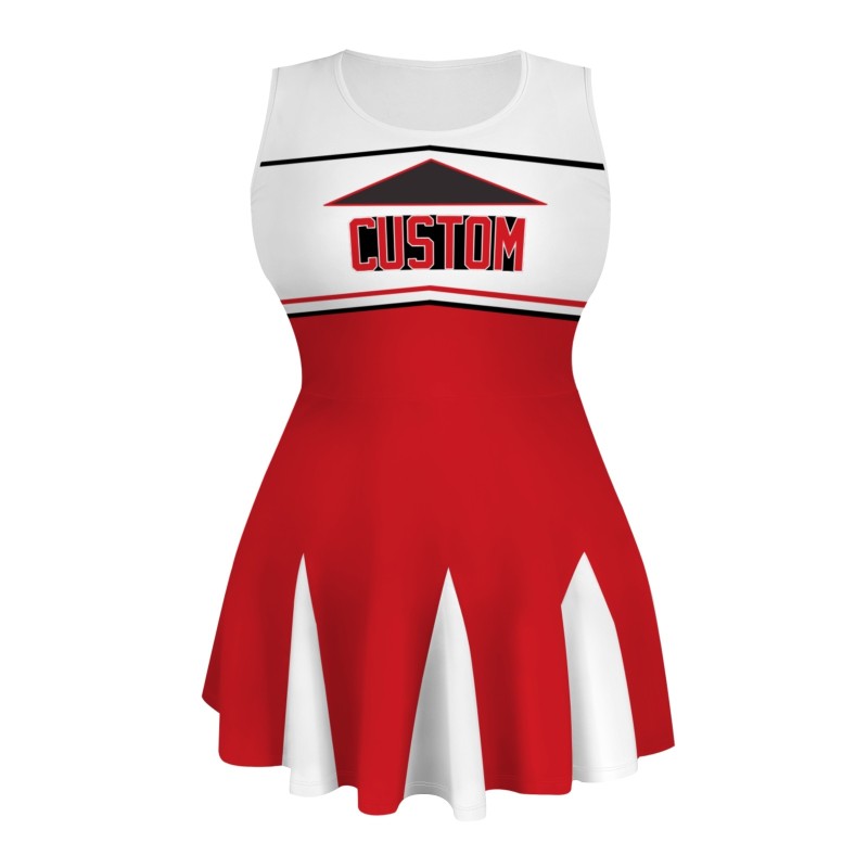 Custom Red White Stylish One-Piece Cheerleading Uniform