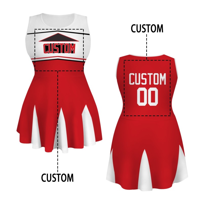 Custom Red White Stylish One-Piece Cheerleading Uniform