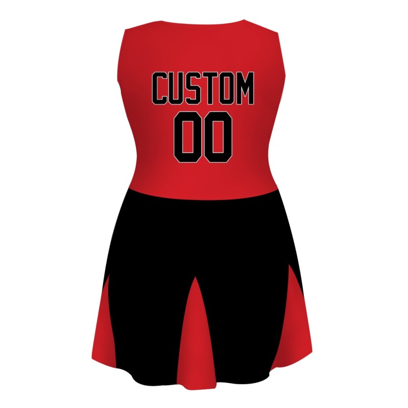 Custom Red Black-White Stylish One-Piece Cheerleading Uniform