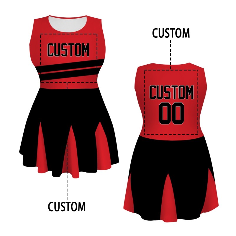 Custom Red Black-White Stylish One-Piece Cheerleading Uniform