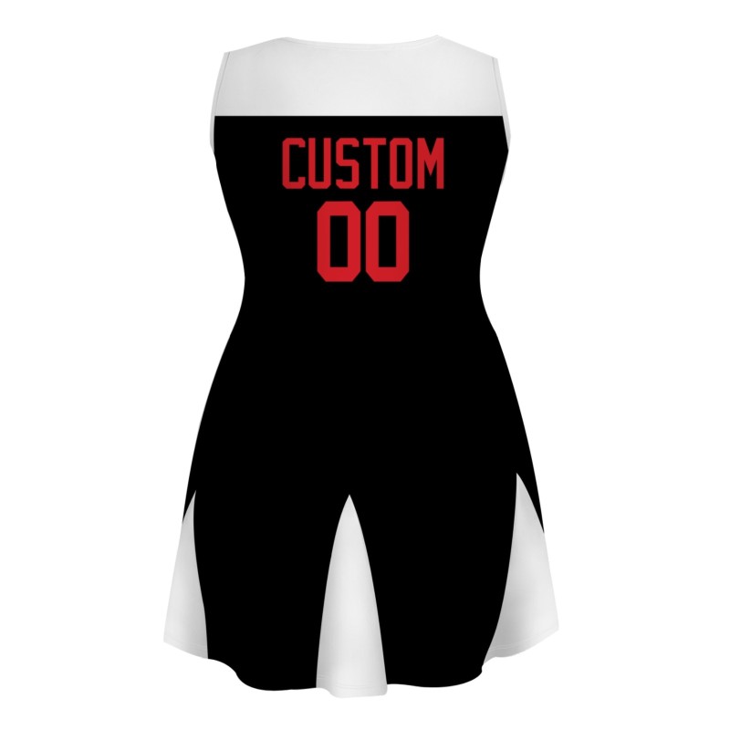 Custom Black Red-Black Stylish One-Piece Cheerleading Uniform