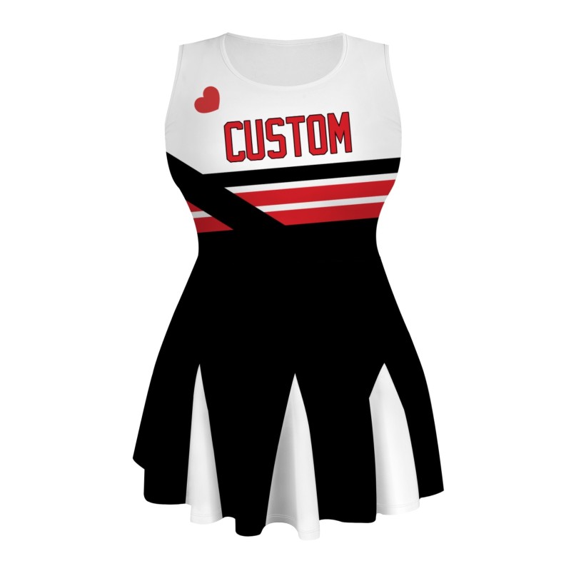 Custom Black Red-Black Stylish One-Piece Cheerleading Uniform