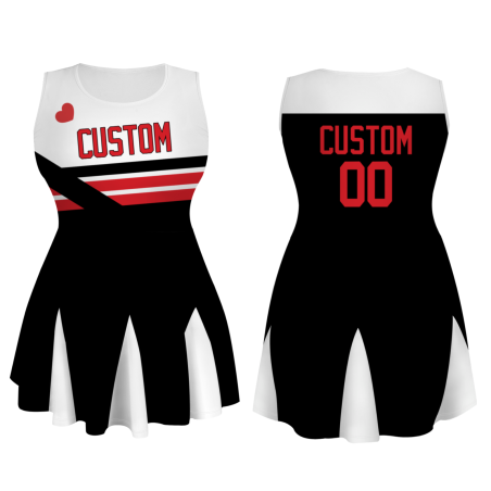 Custom Black Red-Black Stylish One-Piece Cheerleading Uniform