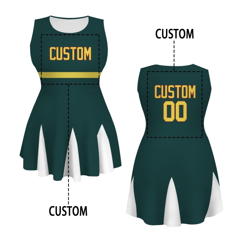 Custom Oliver Green Yellow-Red Stylish One-Piece Cheerleading Uniform