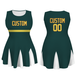 Custom Oliver Green Yellow-Red Stylish One-Piece Cheerleading Uniform