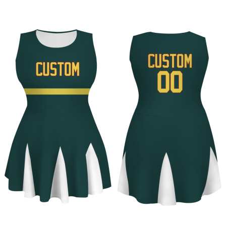 Custom Oliver Green Yellow-Red Stylish One-Piece Cheerleading Uniform