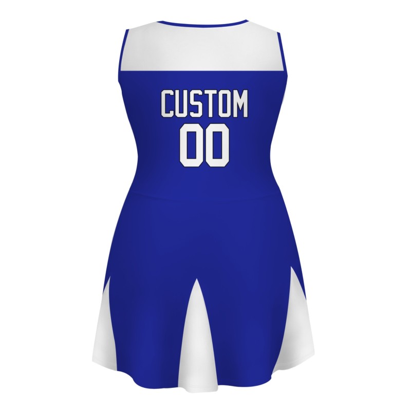 Custom Royal Blue White-Black Stylish One-Piece Cheerleading Uniform