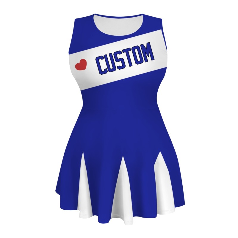 Custom Royal Blue White-Black Stylish One-Piece Cheerleading Uniform