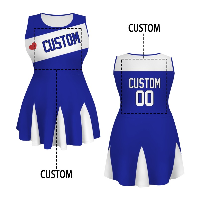 Custom Royal Blue White-Black Stylish One-Piece Cheerleading Uniform