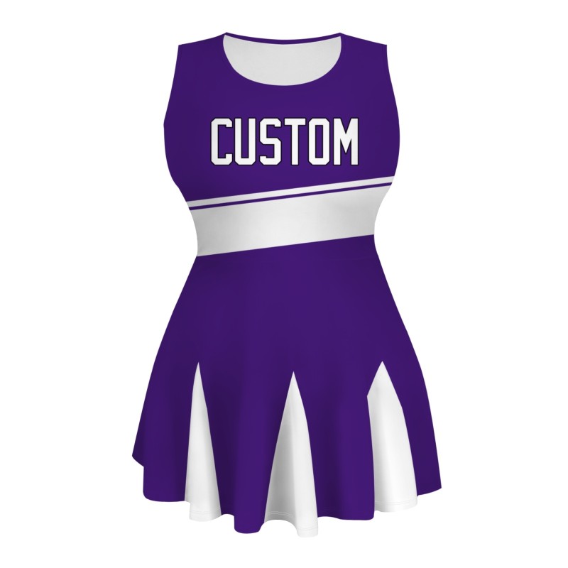 Custom Purple White Stylish One-Piece Cheerleading Uniform