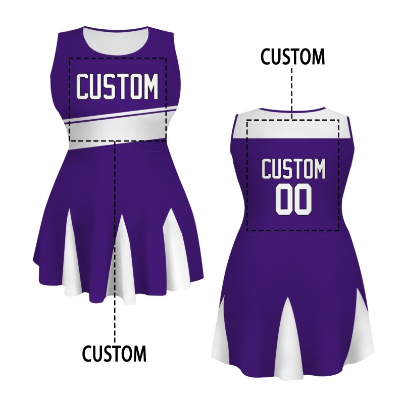 Custom Purple White Stylish One-Piece Cheerleading Uniform