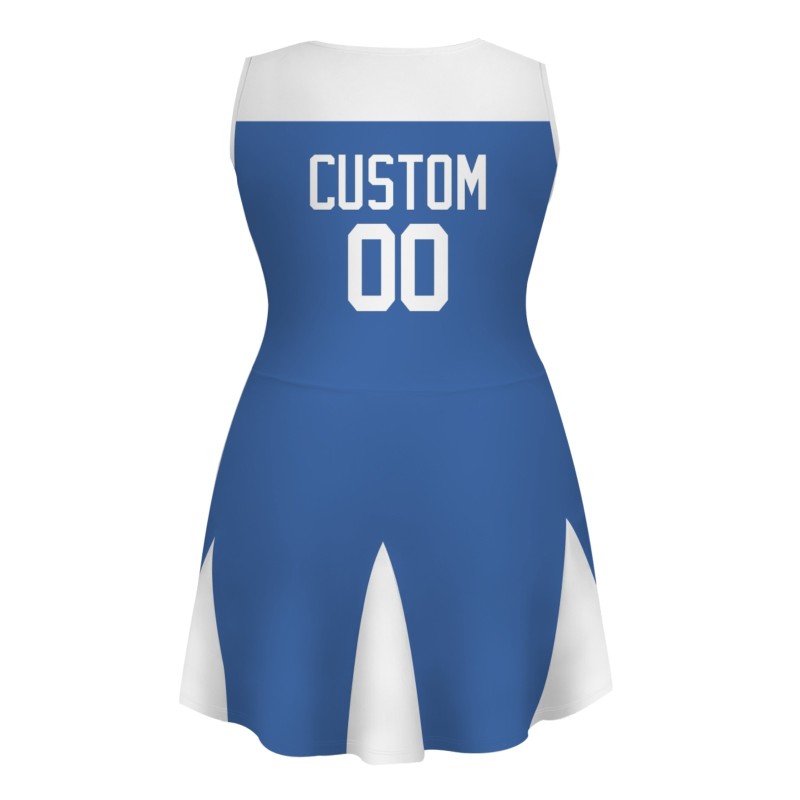 Custom Blue White Stylish One-Piece Cheerleading Uniform