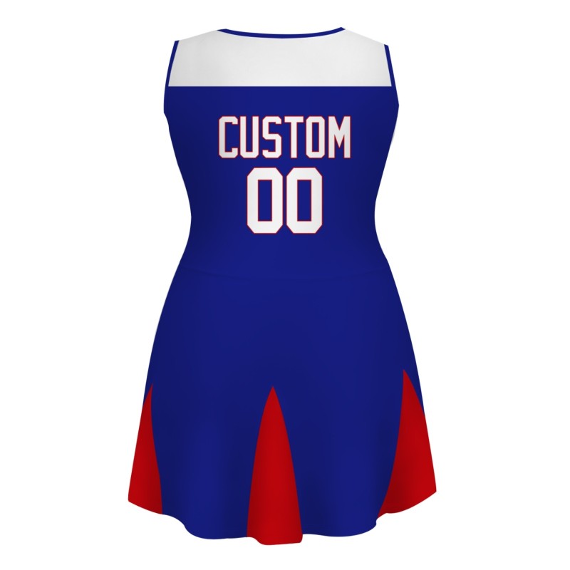 Custom Royal Blue White-Red Stylish One-Piece Cheerleading Uniform