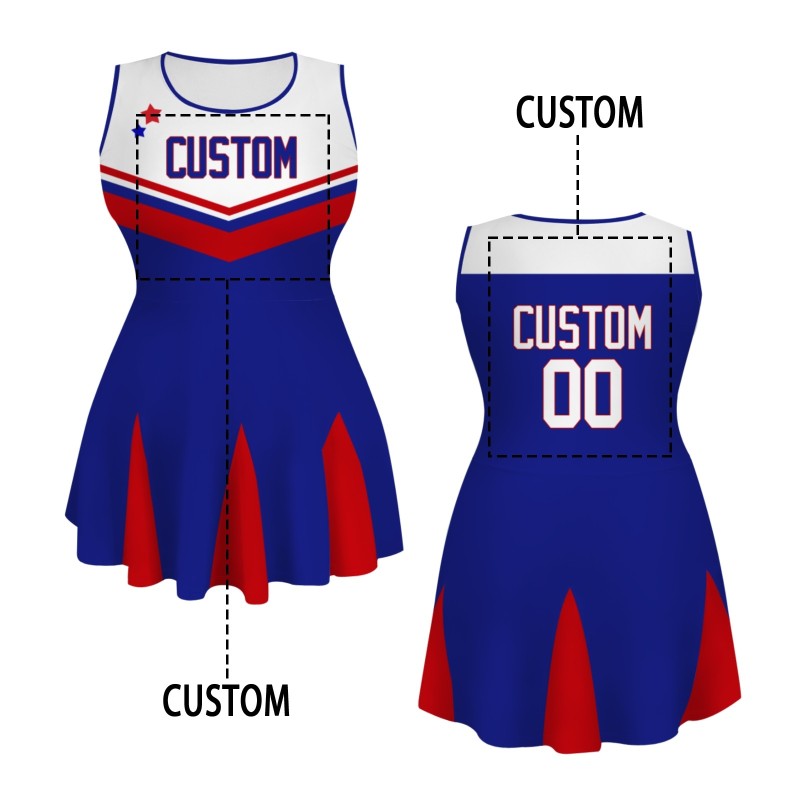 Custom Royal Blue White-Red Stylish One-Piece Cheerleading Uniform