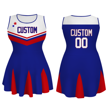 Custom Royal Blue White-Red Stylish One-Piece Cheerleading Uniform