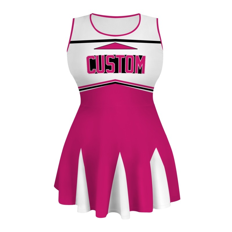 Custom Pink Black-White Stylish One-Piece Cheerleading Uniform