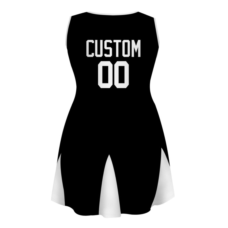 Custom Black White Stylish One-Piece Cheerleading Uniform